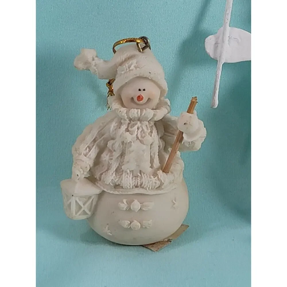 Snowman Christmas Ornaments Vintage Tin Resin Plastic Snowflake Reflector FLAW